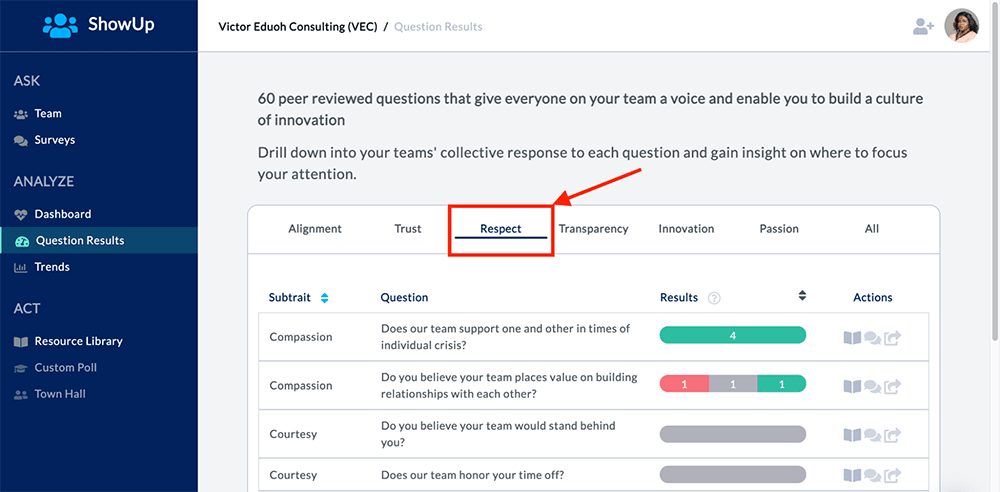 ShowUp's Respect Questions